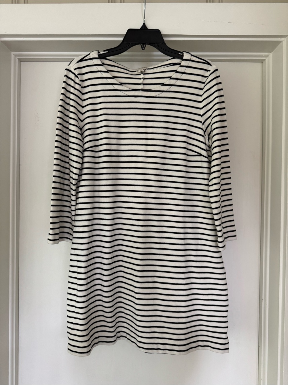 J. Crew Factory ivory/black striped cotton mini dress